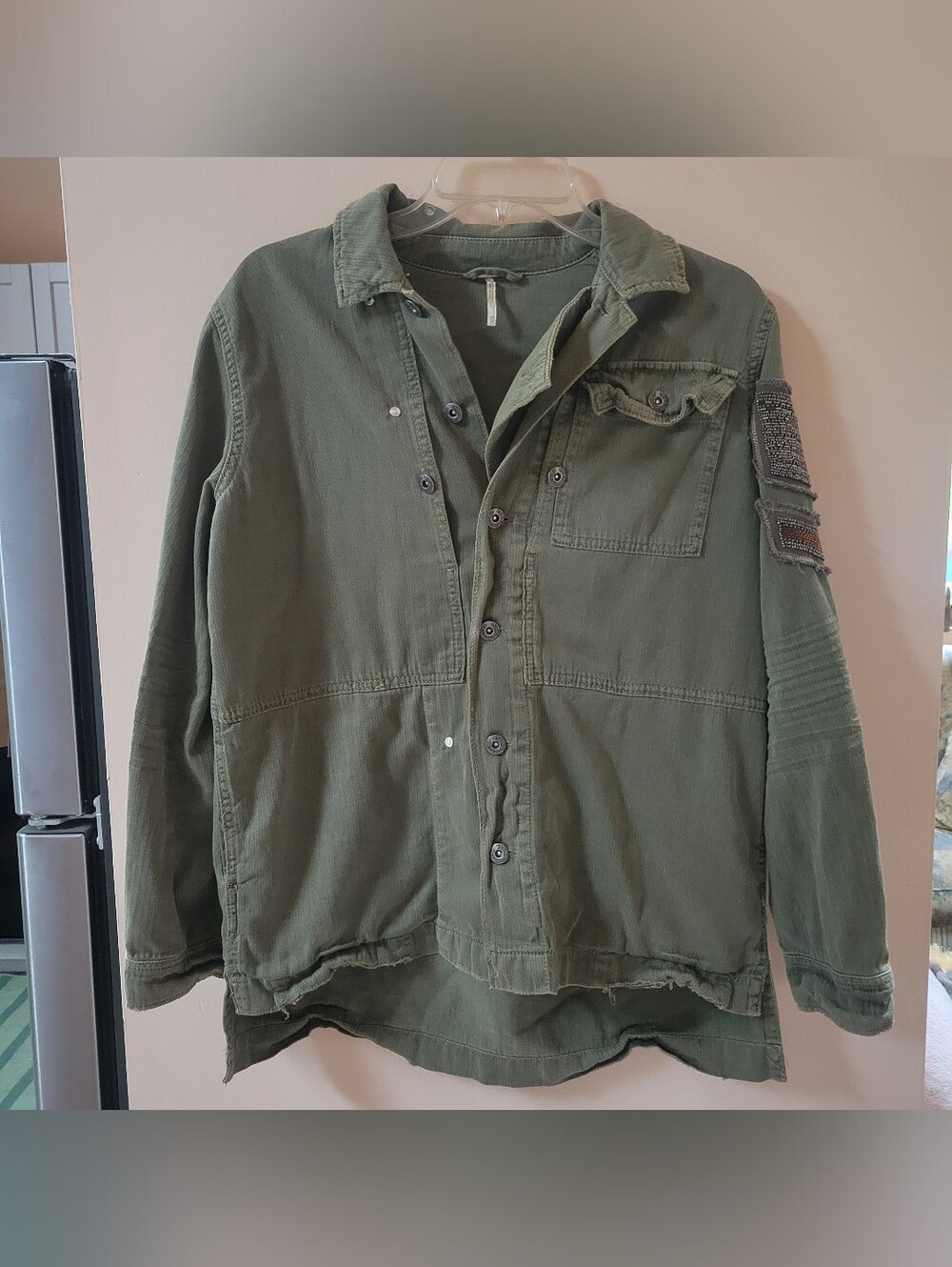 Free People Green Embellished Military Jacket - Picture 2 of 5